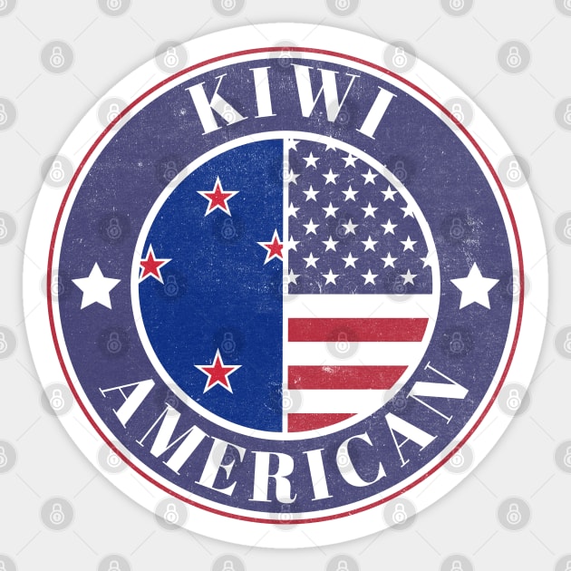 Proud Kiwi-American Badge - New Zealand Flag Sticker by Yesteeyear